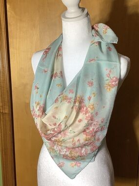 Laura Ashley pale blue floral scarf